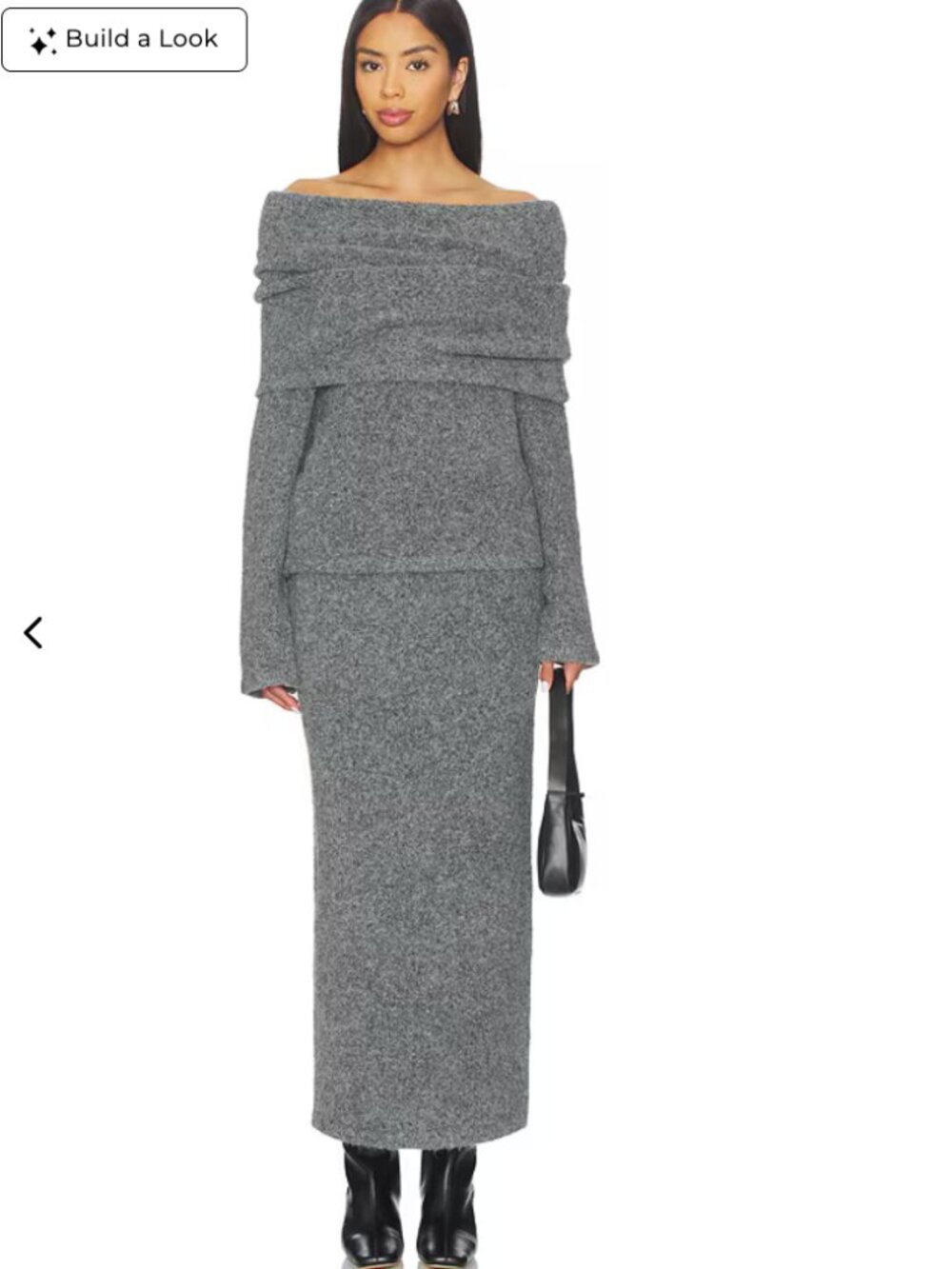 Line and Dot Sonora Gray Off the Shoulder Sweater and Skirt Set, Small